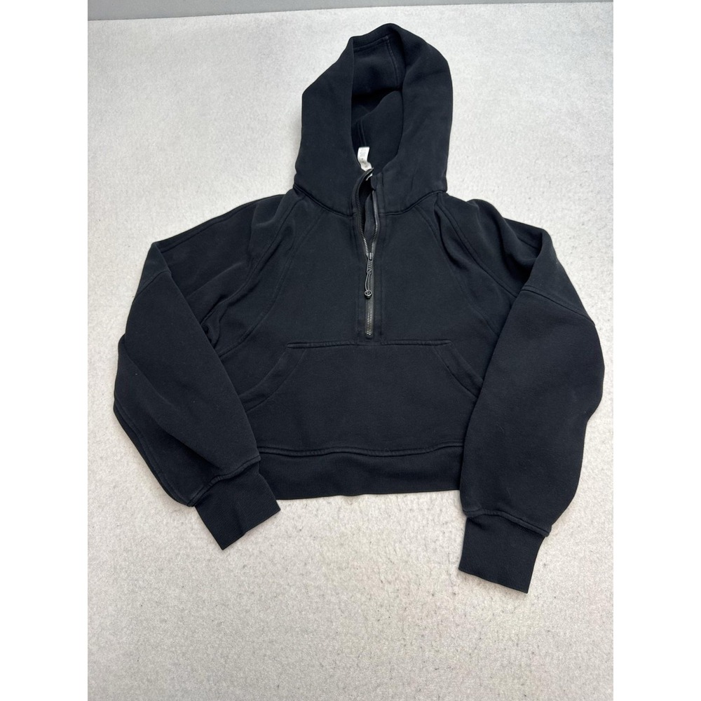 Lululemon Scuba‎ Hoodie Womens S/XS Black Half Zip Fleece Cropped Sweatshirt